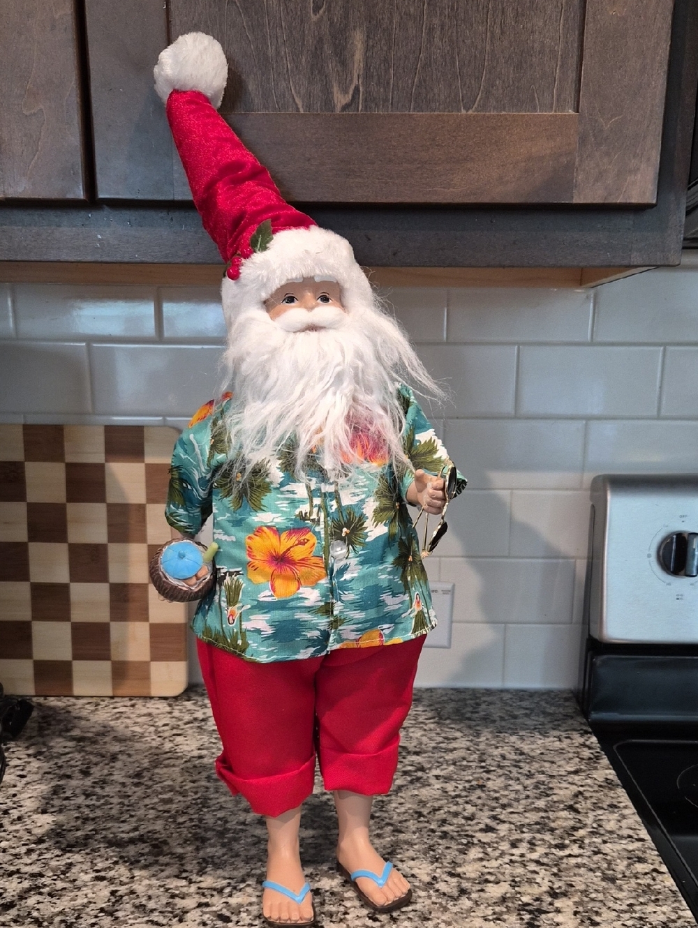 Hawaiian Santa Figure with Floral Shirt 20" Tall